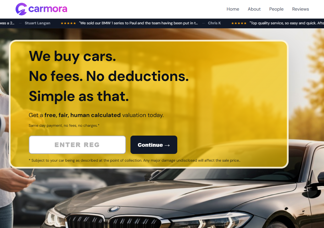 The Carmora car-buying website we built