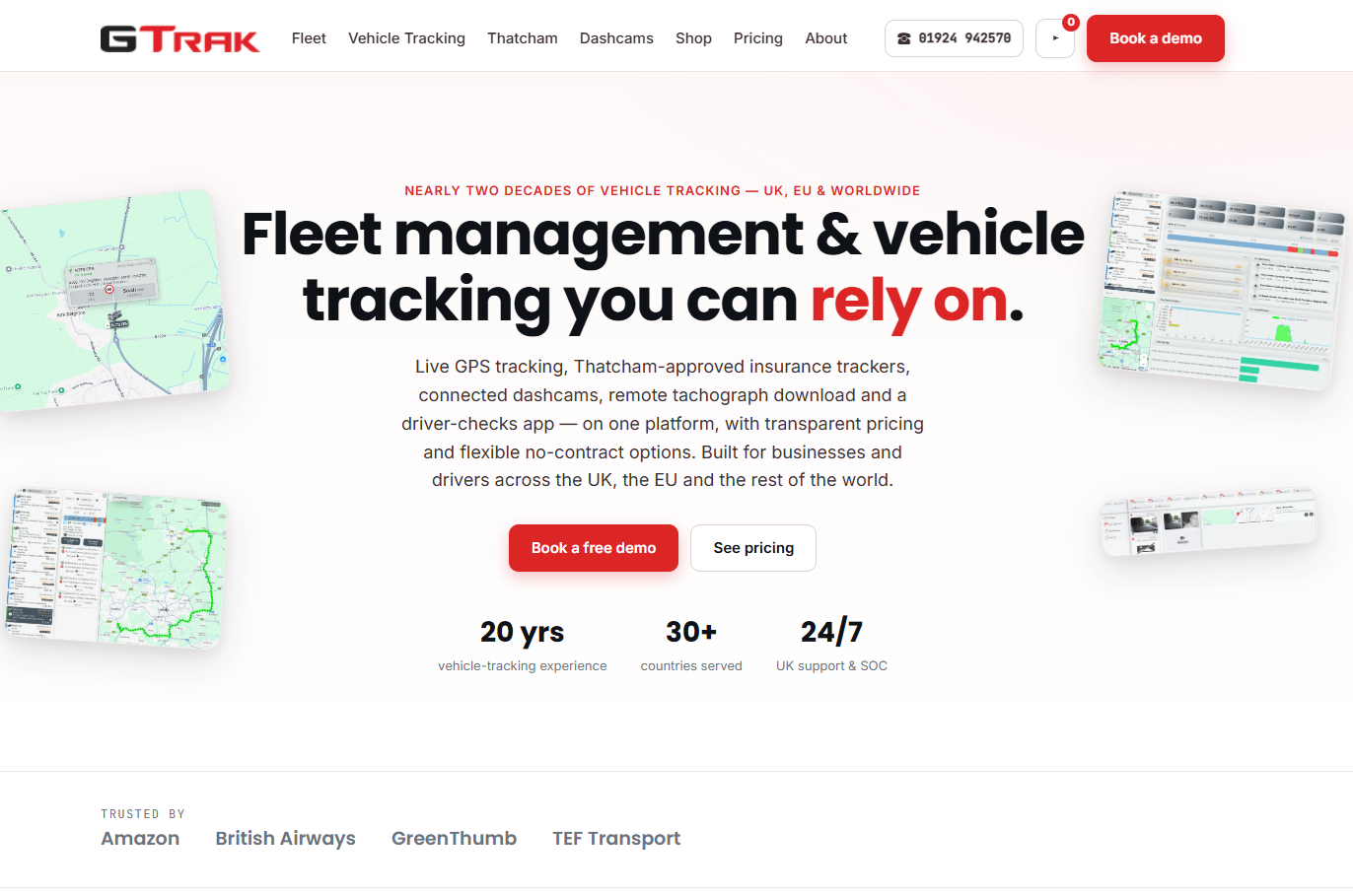 The GTrak fleet-tracking website and shop we built